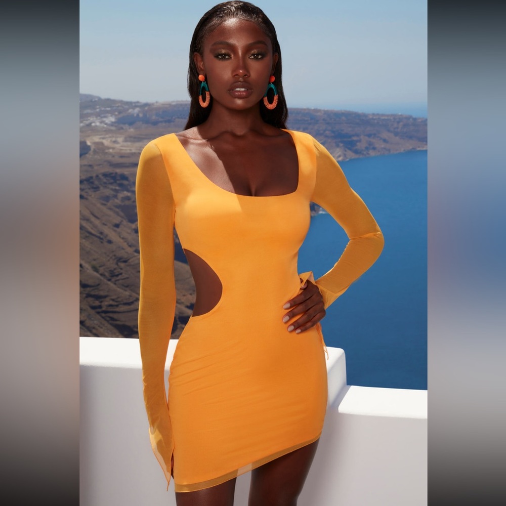 Asymmetric Long Sleeve Mini Dress